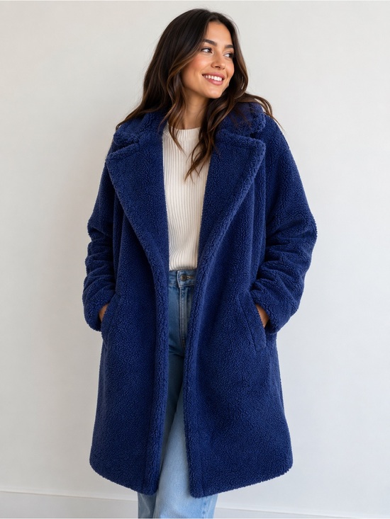 GAP Jackets & Blazers - GAP Navy Teddy Coat Women’s Medium | Oversized Sherpa Fleece Cozy Winter Coat